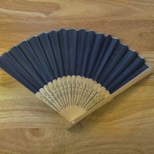 Elegant Navy and Beige Hand Fan
